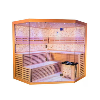 Steam Dry Outdoor Sauna Tradisional Panel Kontrol Komputer Kayu Solid Modern Hemlock Sauna