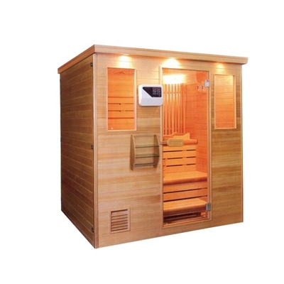 Prefab Corner Wood Salt Room 4 Orang Sauna Uap Untuk Kamar Hotel