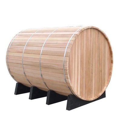 Gaya Rustic Bropools Outdoor Wood Barrel Sauna Dengan Panel Kontrol Komputer