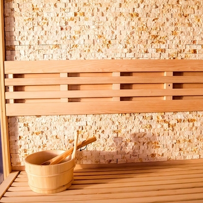 Hemlock Kanada Murni / Red Cedar Corner Ruang Uap Sauna 6KW 220V Dengan Ruang Garam Batu