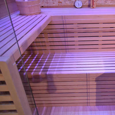 Steam Dry Outdoor Sauna Tradisional Panel Kontrol Komputer Kayu Solid Modern Hemlock Sauna