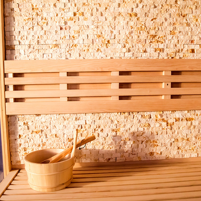 Steam Dry Outdoor Sauna Tradisional Panel Kontrol Komputer Kayu Solid Modern Hemlock Sauna