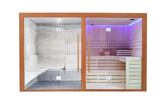 Ukuran Besar CE Steam Dry Sauna Kombinasi Rumah Keluarga 4 Orang Cedar Sauna
