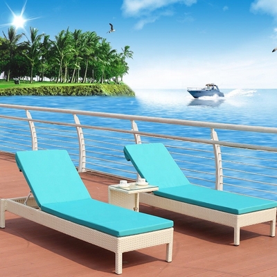 Outdoor Leisure Anyaman Sun Lounger Bed Rotan Chaise Lounge Chair Untuk Kolam Renang Pantai