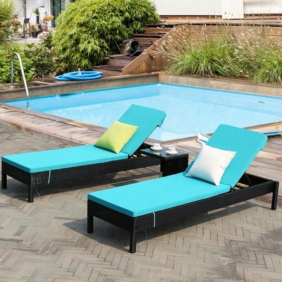 Outdoor Leisure Anyaman Sun Lounger Bed Rotan Chaise Lounge Chair Untuk Kolam Renang Pantai