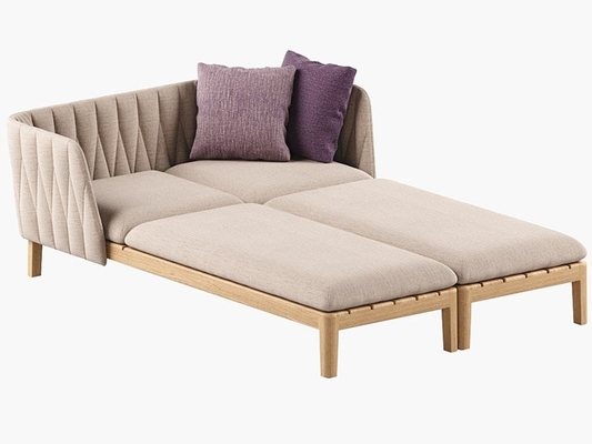 Sofa Taman Kursi Berjemur Kolam Renang Kayu Solid Outdoor Jati Kursi Pantai