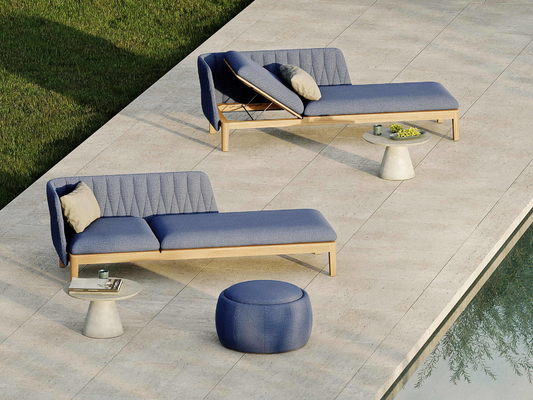 Sofa Taman Kursi Berjemur Kolam Renang Kayu Solid Outdoor Jati Kursi Pantai