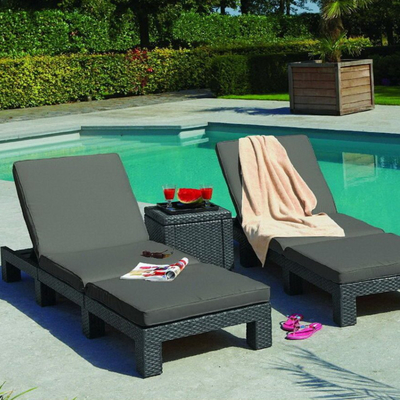Rotan Swimming Pool Sun Loungers Beach Garden Patio Sun Lounger