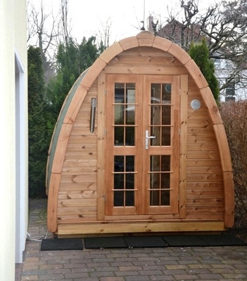 Ruang Sauna Luar Ruangan Red Cedar Barrel Dengan Pemanas Sauna Ukuran 2 Orang