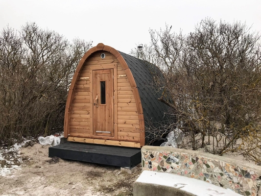 Ruang Sauna Luar Ruangan Red Cedar Barrel Dengan Pemanas Sauna Ukuran 2 Orang
