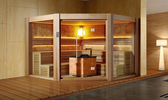 Kamar Sauna Kering Kayu Solid Mewah Ukuran Besar Sauna Kayu Cedar Merah