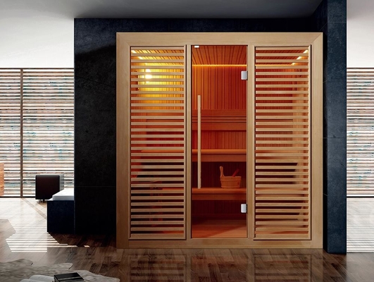Hemlock Atau Red Cedar Steam Kayu Sauna Tradisional Dalam Ruangan 4 Orang Ruang Sauna