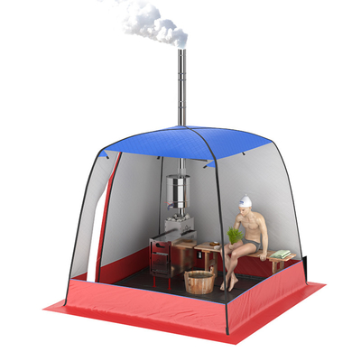 Tenda Sauna Luar Ruangan Portabel dengan Tenda Musim Dingin Jendela Besar Perlengkapan Berkemah