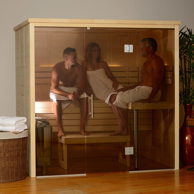 Spruce Indoor 3-4 Orang Ruang Sauna Kering Tradisional Dengan Sauna Stones
