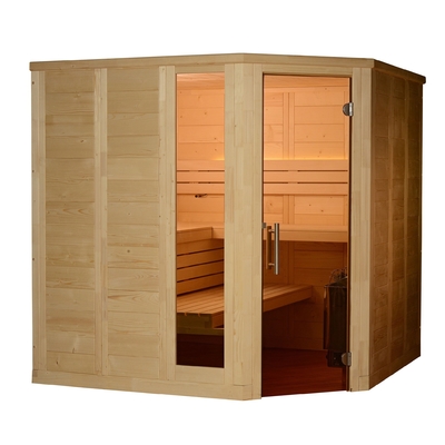 Ruang Sauna Uap Tradisional 8kw Indoor Solid Nordic Spruce SS engsel