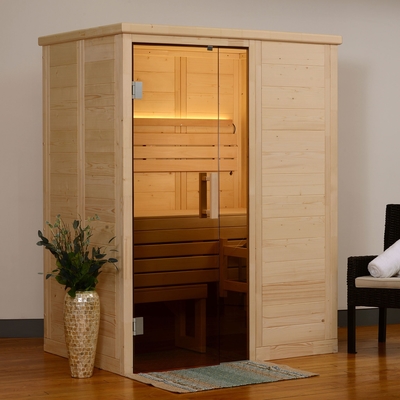 2 Orang Kayu Sauna Dalam Ruangan Solid Nordic Spruce Steam 6kw
