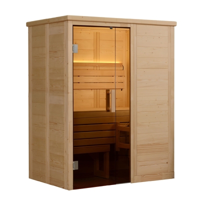 2 Orang Kayu Sauna Dalam Ruangan Solid Nordic Spruce Steam 6kw