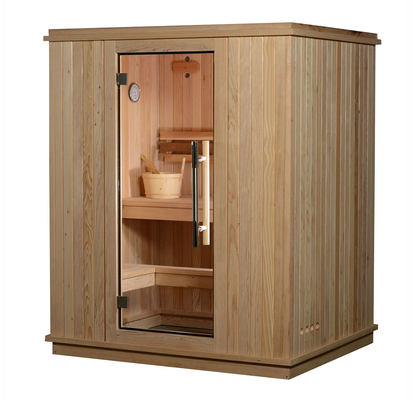 Ruang sauna uap tradisional dalam ruangan 2-3 orang kayu Kanada kayu cedar merah kotak sauna prefab