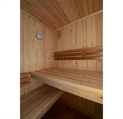 Ruang sauna uap tradisional dalam ruangan 2-3 orang kayu Kanada kayu cedar merah kotak sauna prefab