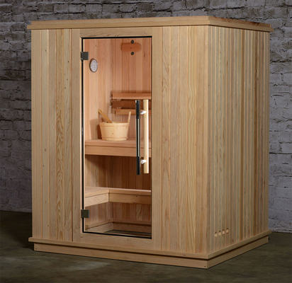 Ruang sauna uap tradisional dalam ruangan 2-3 orang kayu Kanada kayu cedar merah kotak sauna prefab