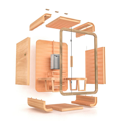 Tren Tradisional Sauna Portabel Solid Red Cedar Steam Sauna Room 2 Orang
